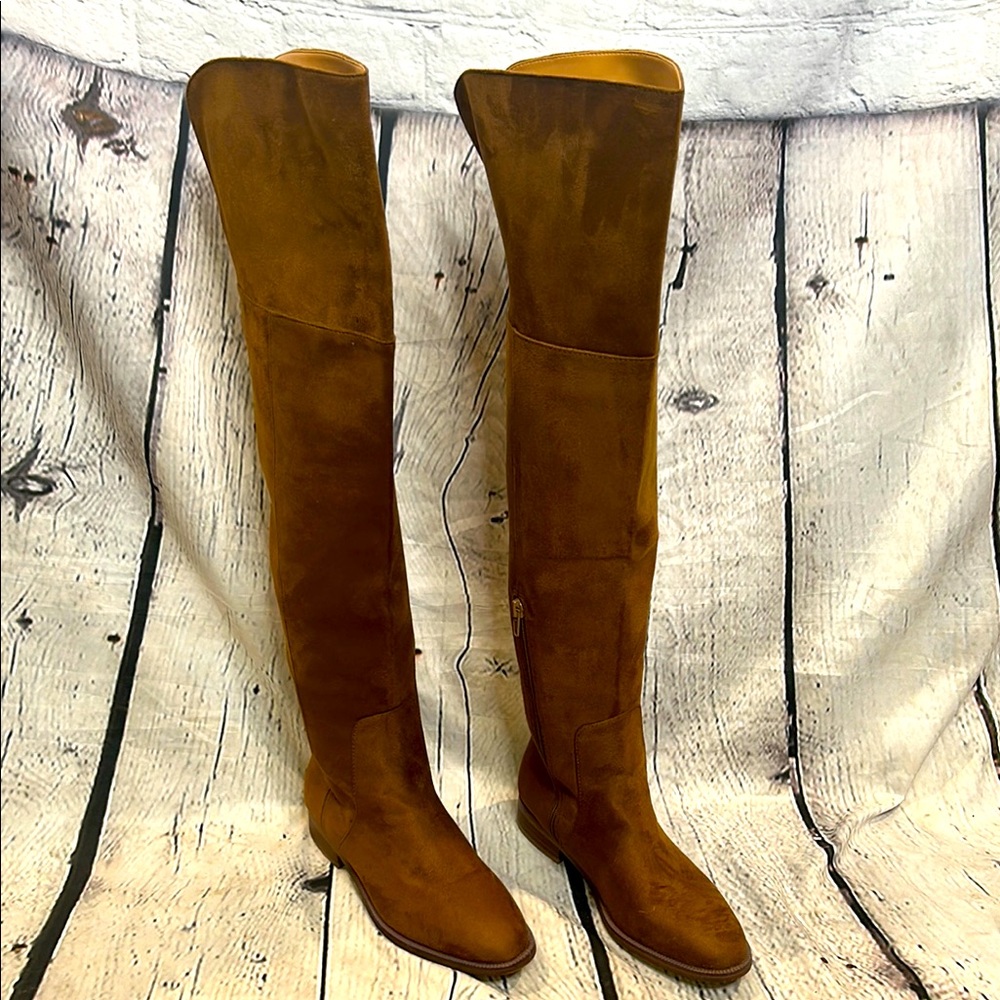 J. Crew Troy Brown Faux Suede Brown Over-the-Knee Boots Size 7.5